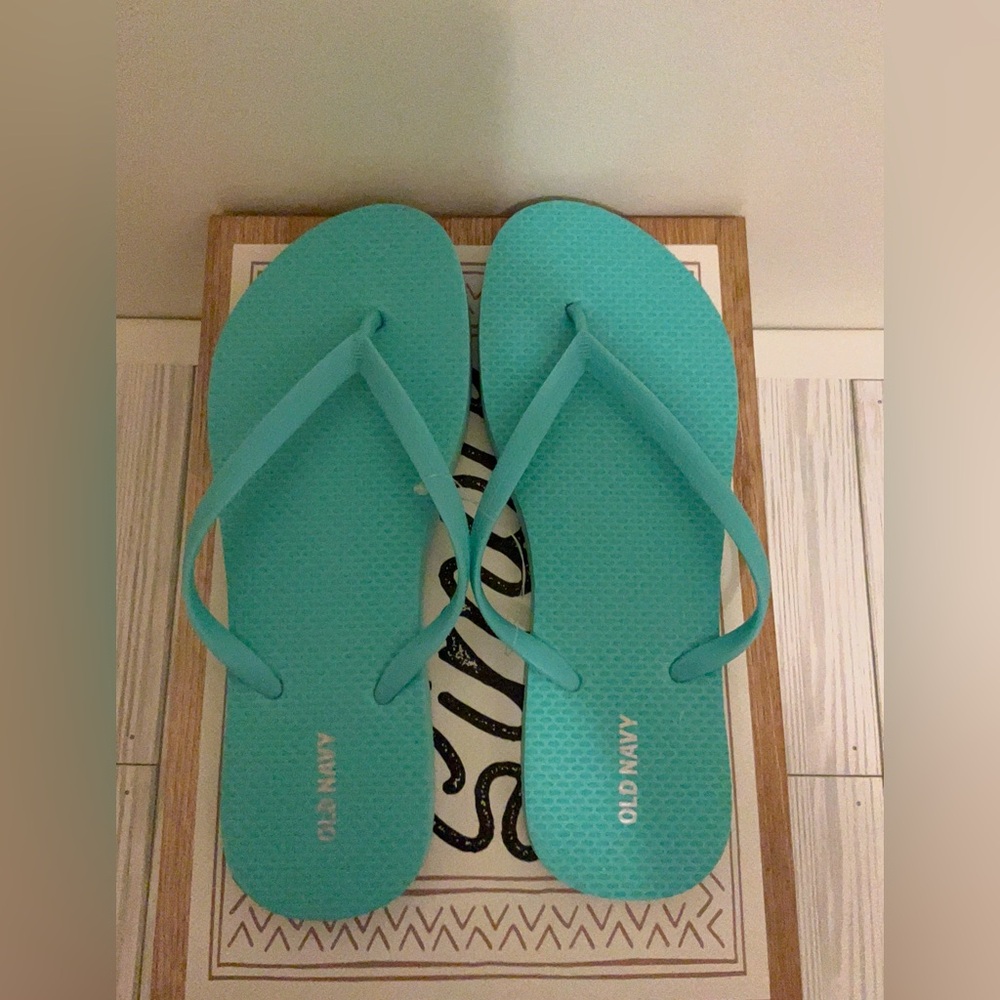 Teal Striped Tote Bag with Pouch & Flip Flops Bundle - Picture 6 of 6